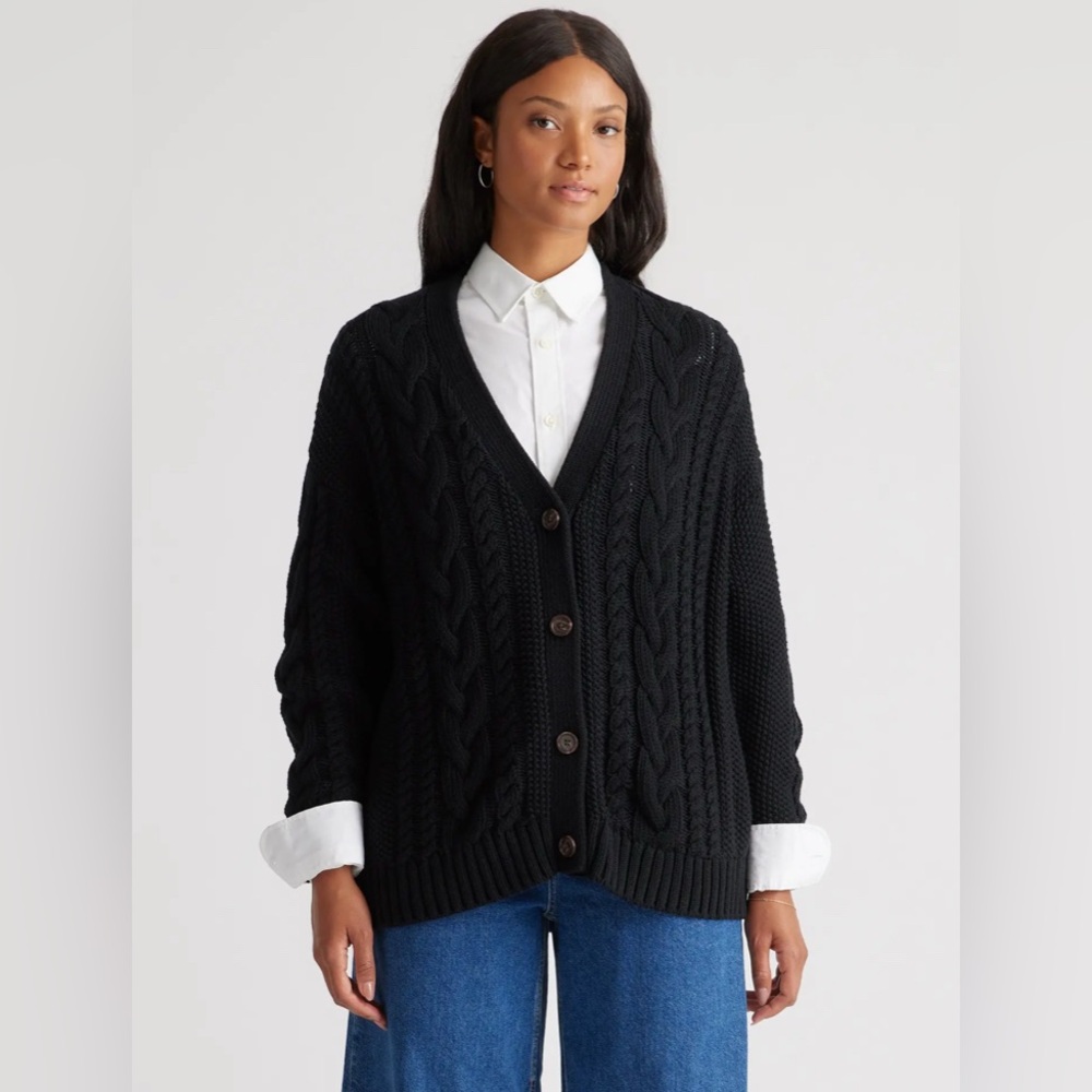 100% Organic Cotton Oversized Cable Cardigan